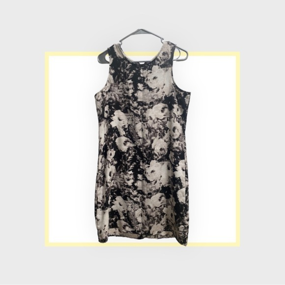 Gap Knee Length Sleeveless Dress Womens Size M Black‎ White Floral